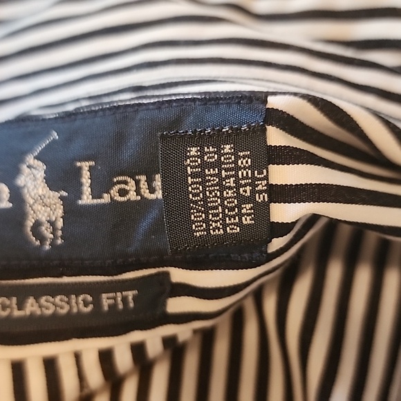 Ralph Lauren Classic Fit Long Sleeved Striped Shirt Blue White 16-32/33 - Picture 11 of 14